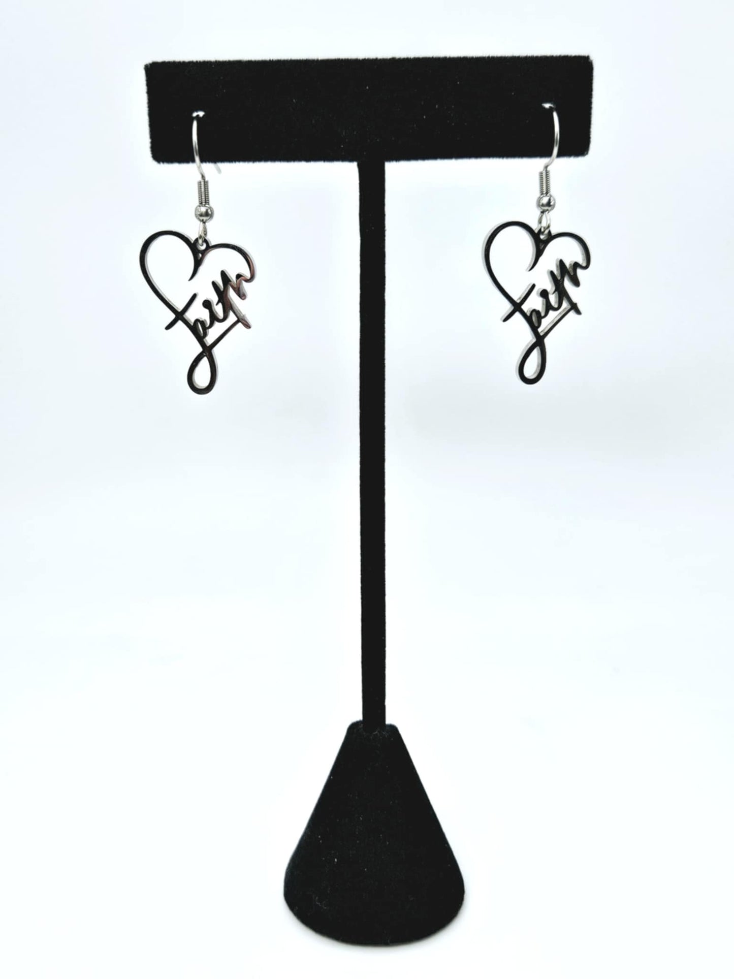 "Faith" Heart Earrings