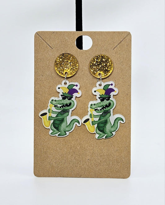 Mardi Gras Gator Earrings
