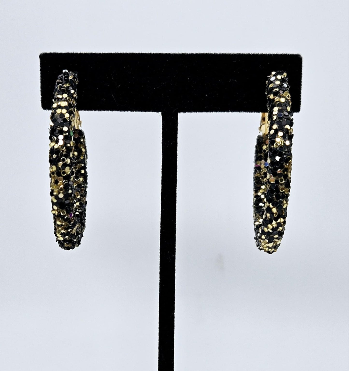 Black & Gold Glitter Hoops