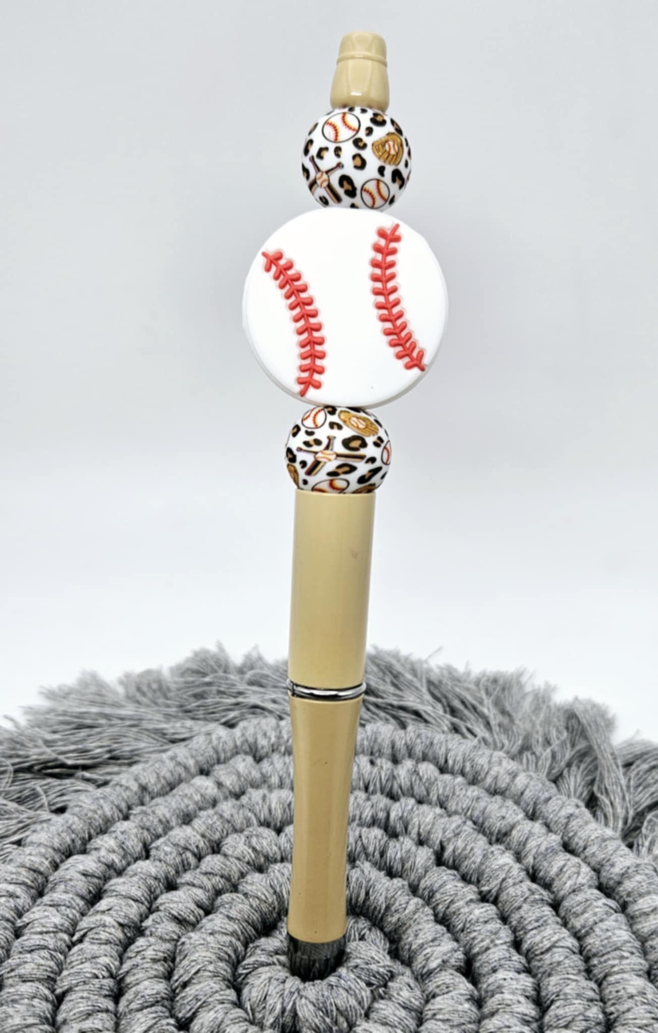 Leopard Baseball Beaded Pen