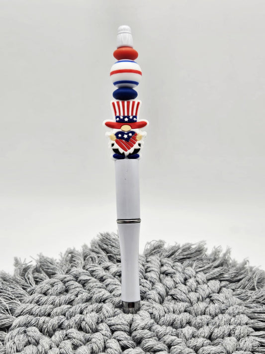 Beaded Pen - RWB Gnome Heart