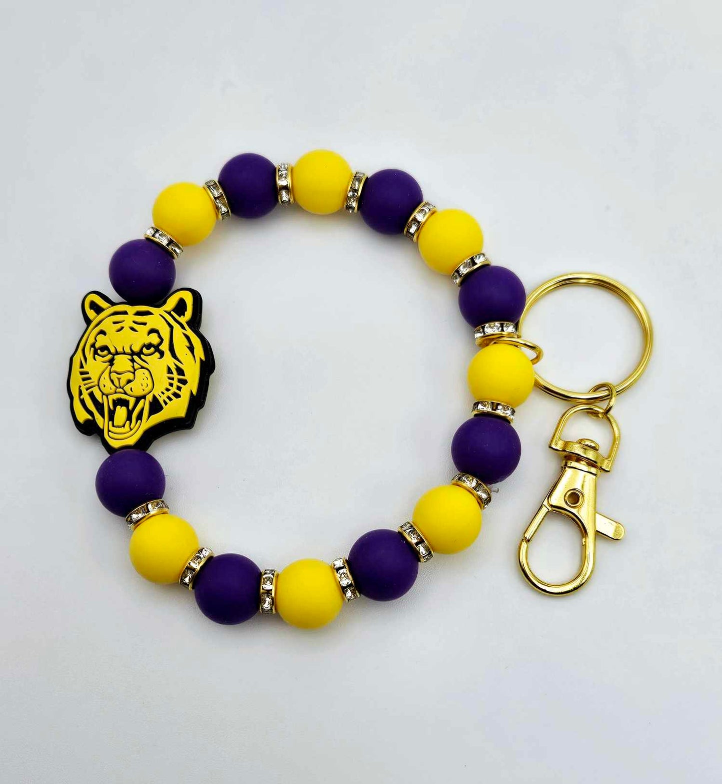 Rhinestone LSU Keychain Bracelet