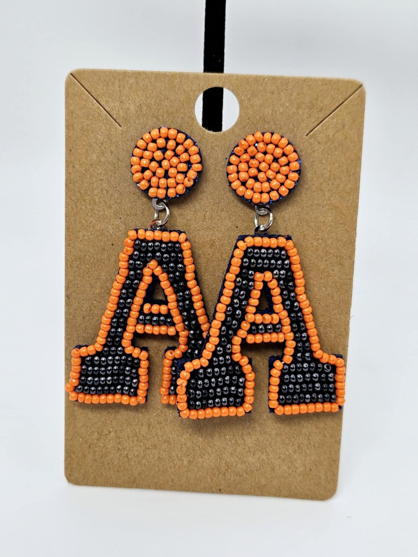 "A" Seed Bead Earrings