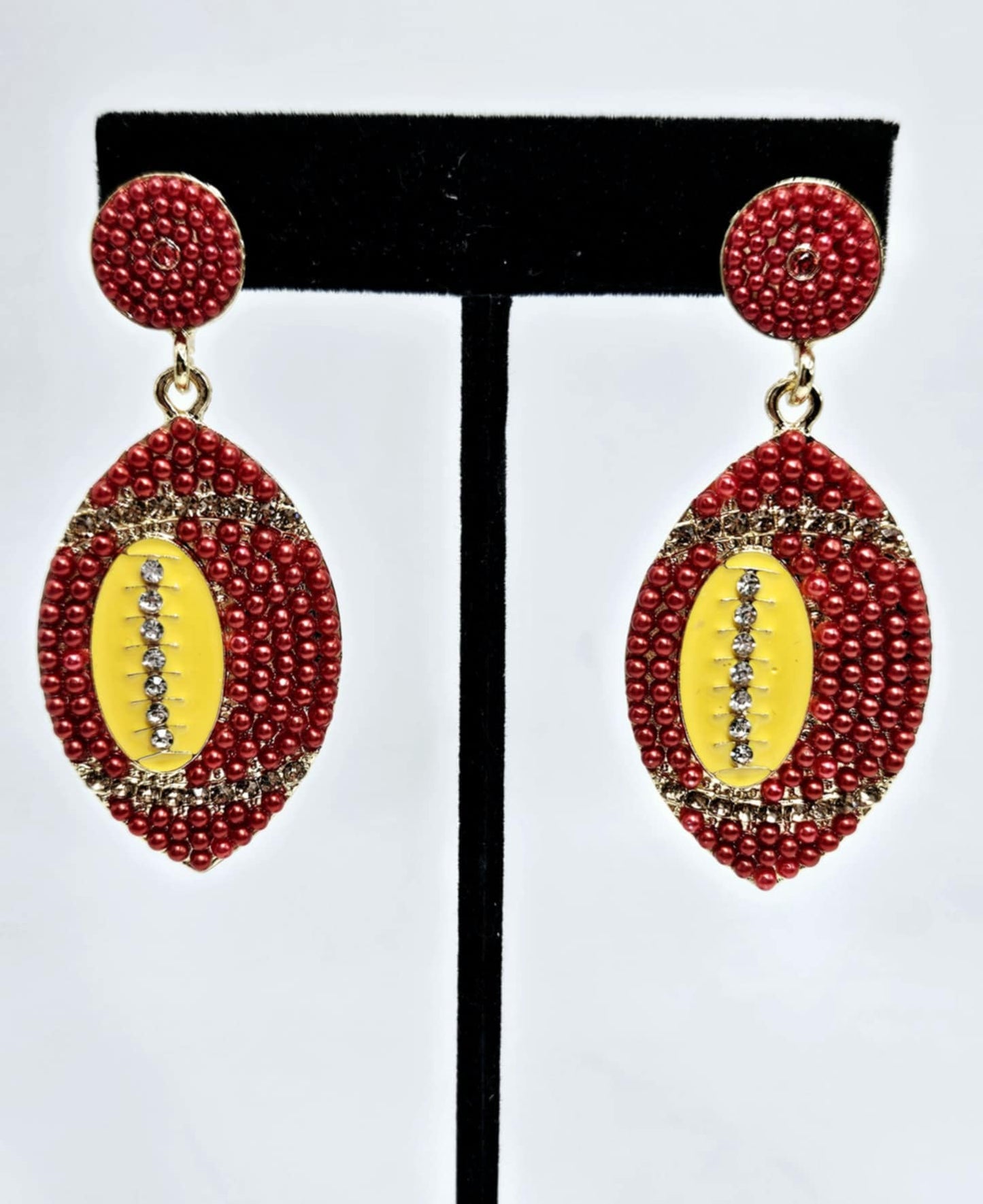 Beaded Football Drop Earrings