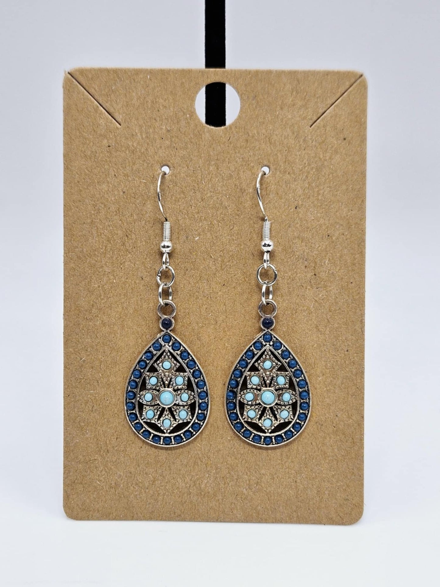 Navy & Aqua Teardrop Earrings
