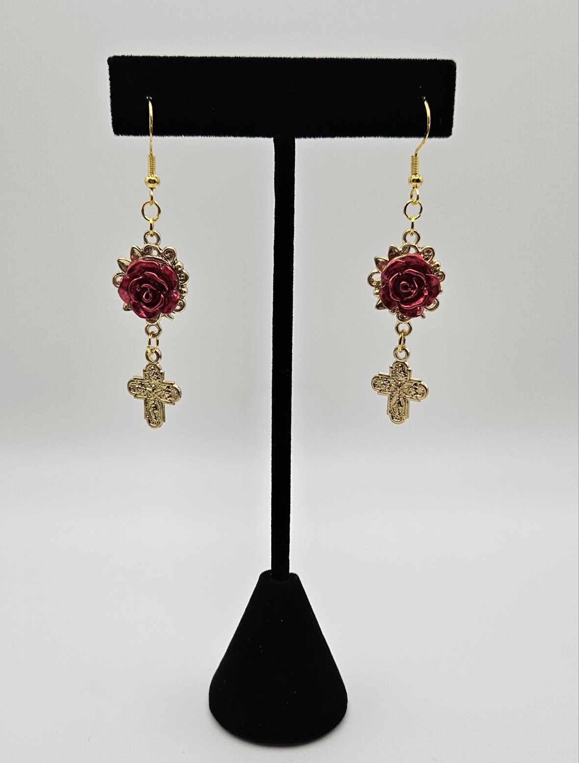 Red Roses for Mary Earrings