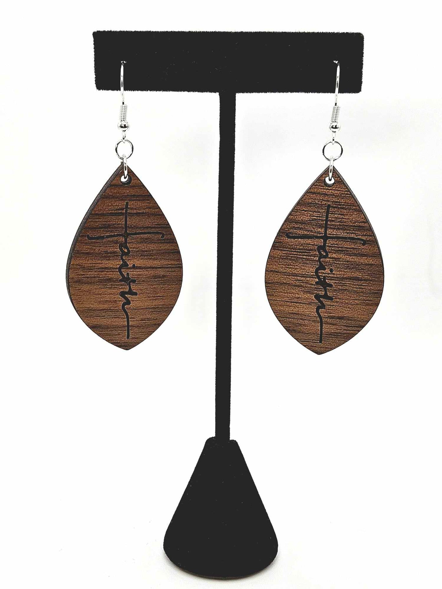 Wooden "Faith" Earrings
