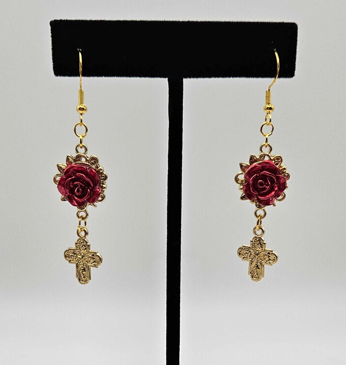 Red Roses for Mary Earrings