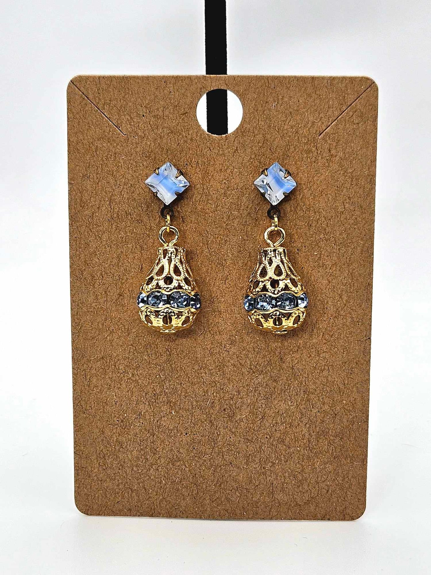 Vintage Light Sapphire Pear Earrings