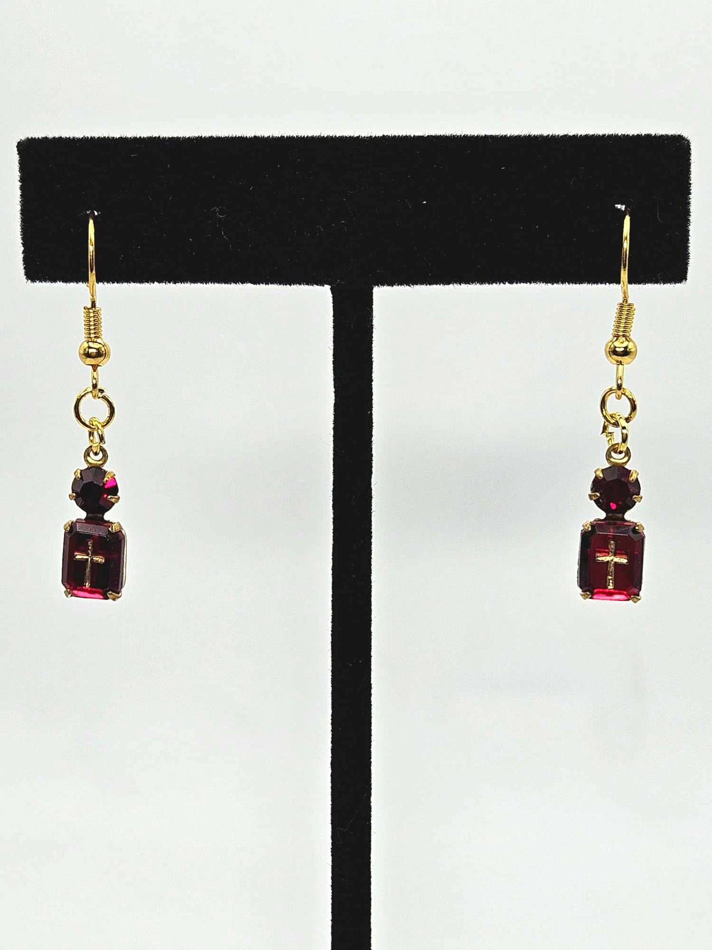 Vintage Intaglio Earrings - Red, Green, or Blue