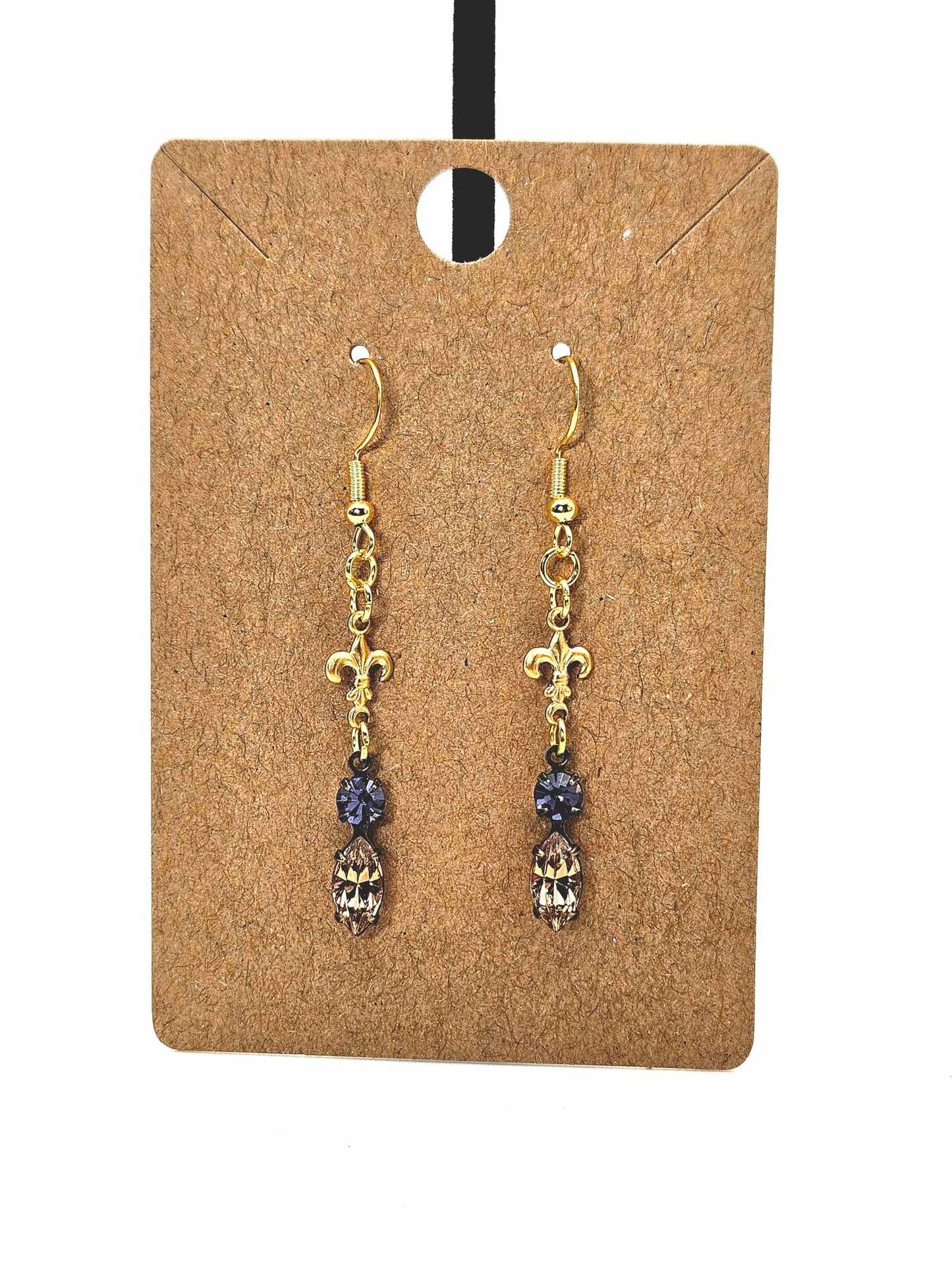 Light Colorado Topaz and Tanzanite Rhinestone Earrings