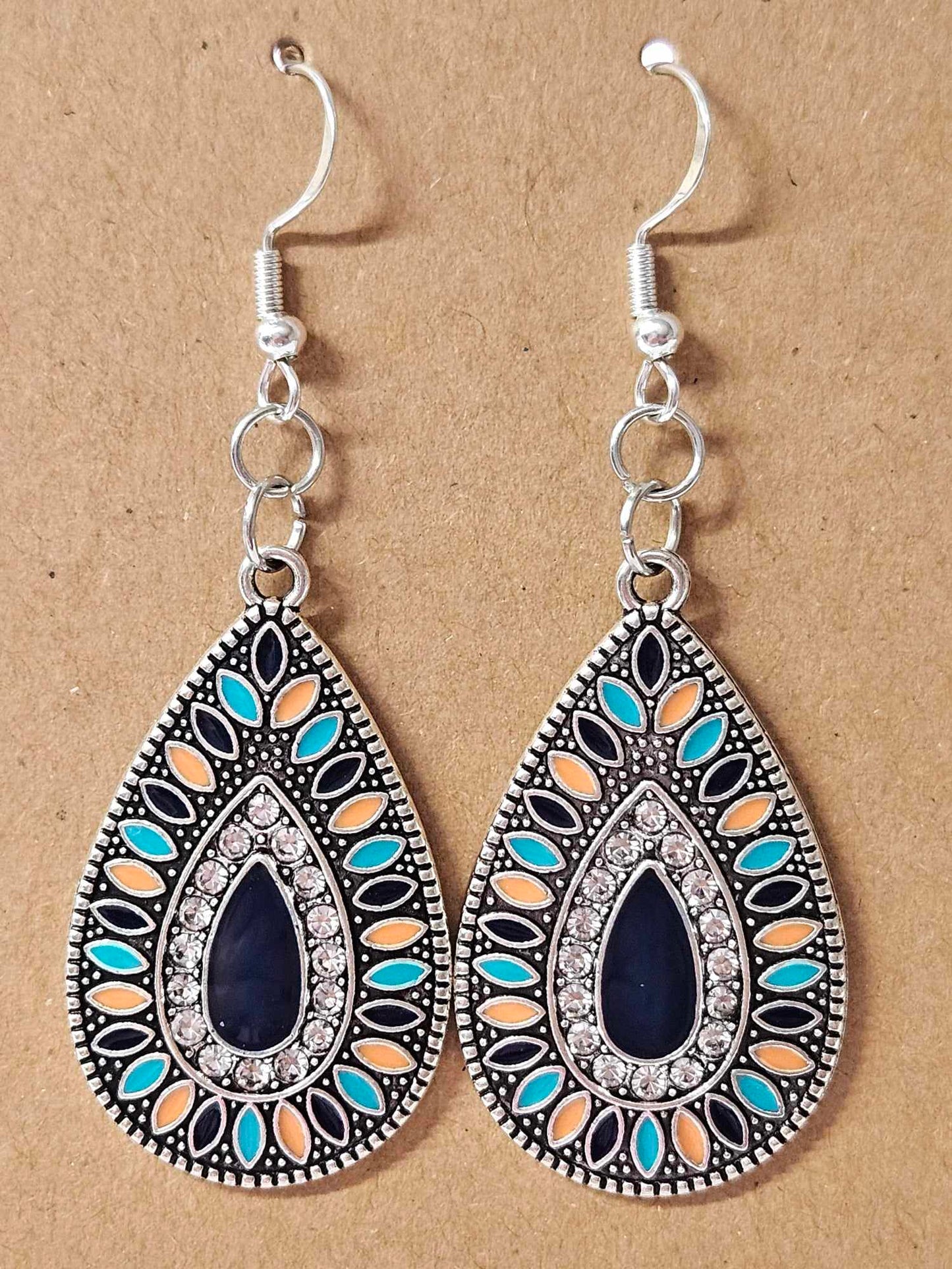 Navy Blue Tear Drop Earrings