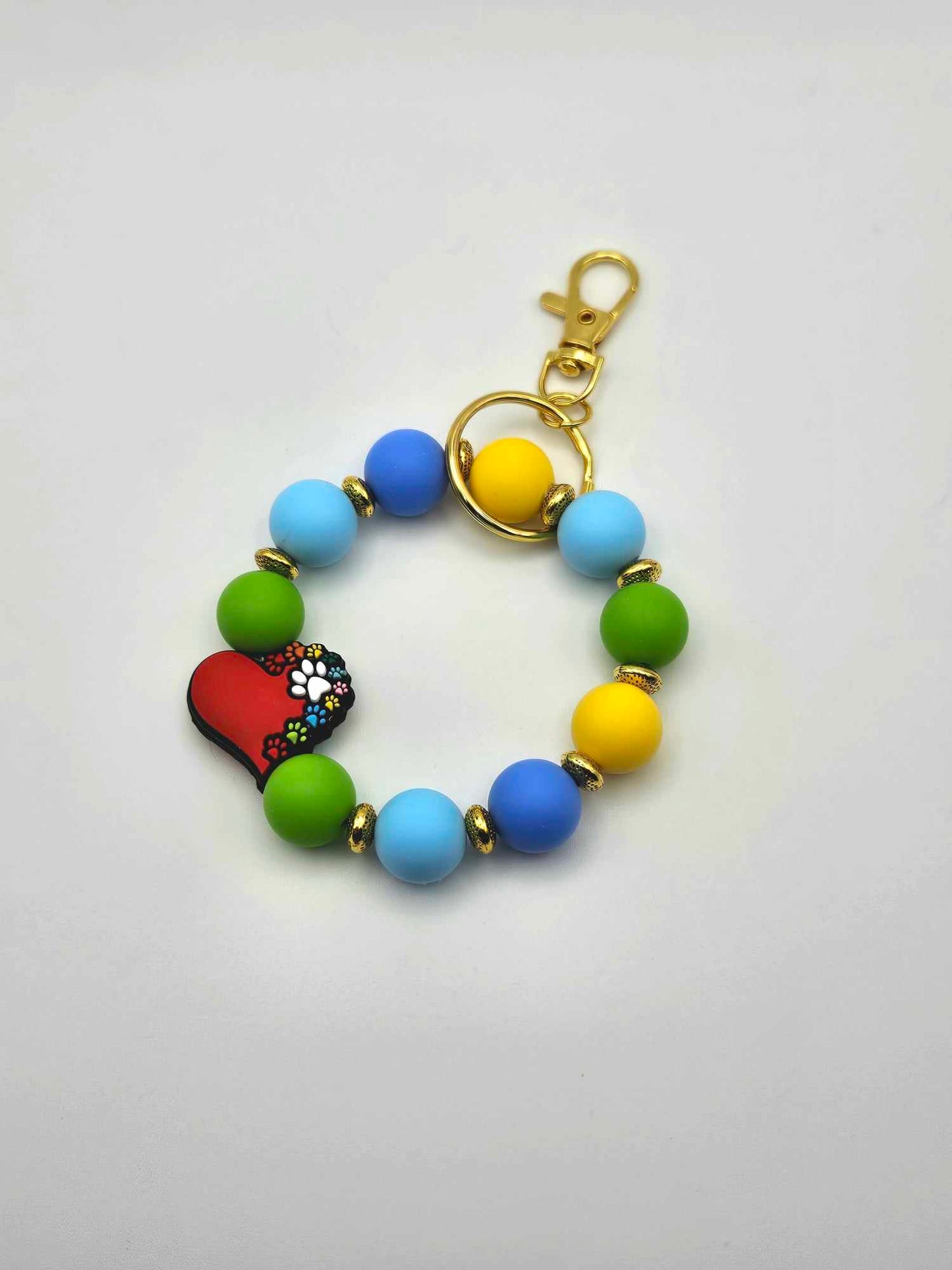 Paw Print Heart Keychain Bracelet