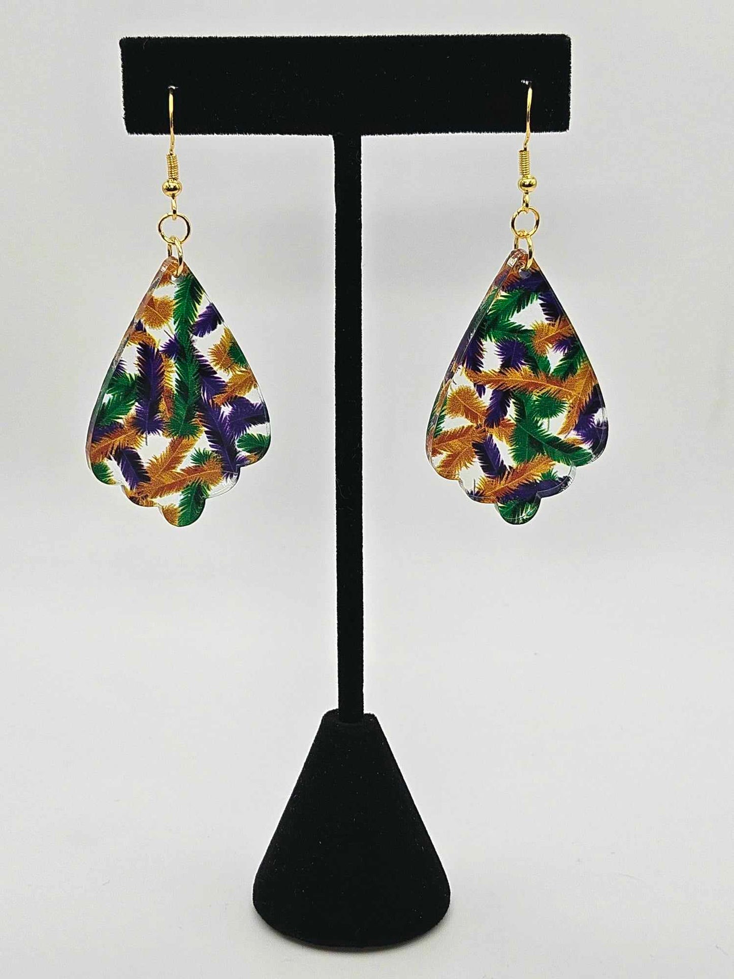 Mardi Gras Feather Earrings