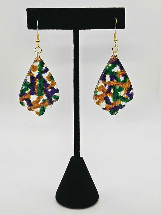 Mardi Gras Feather Earrings