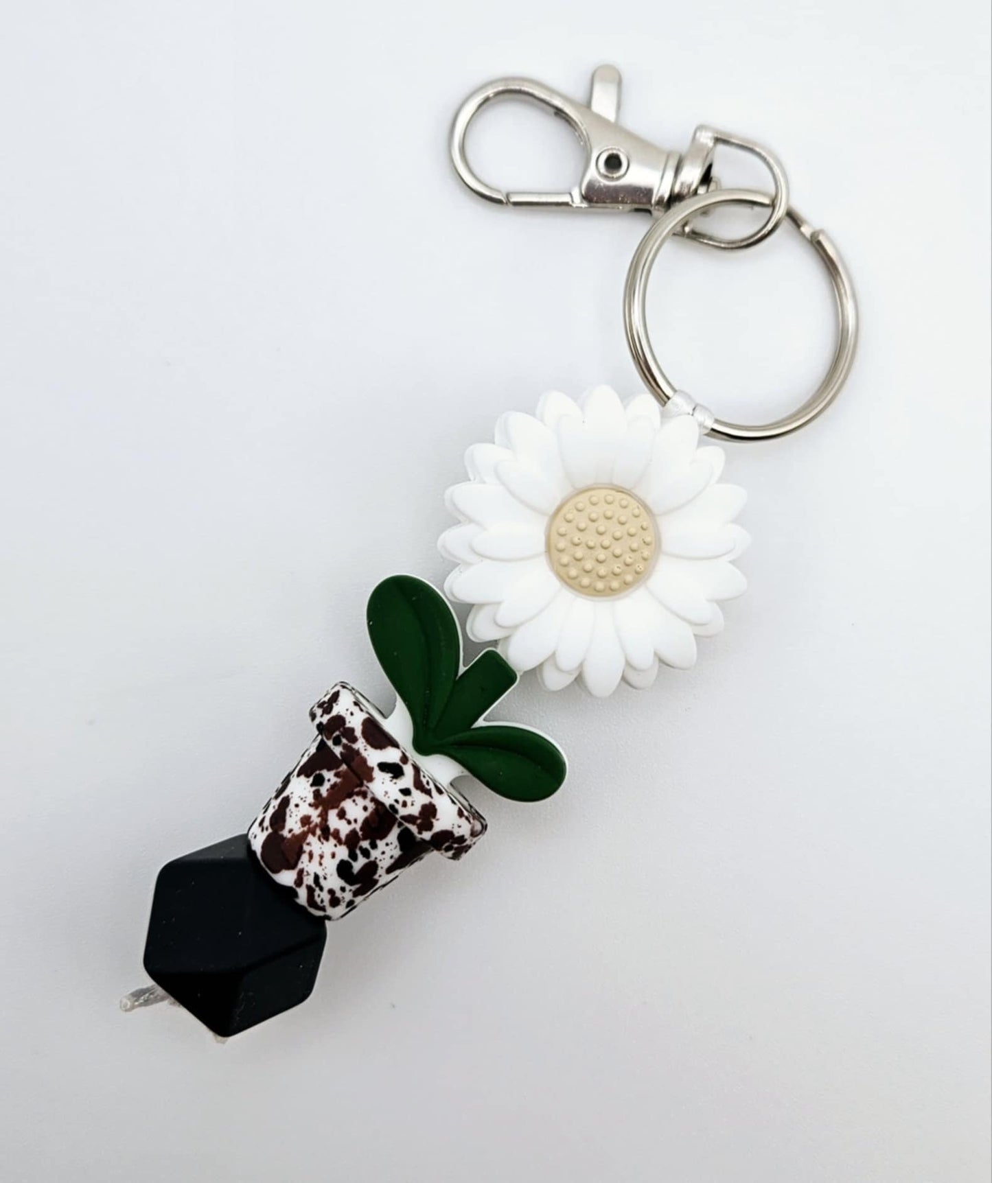 Daisy-Cow Print Keychain