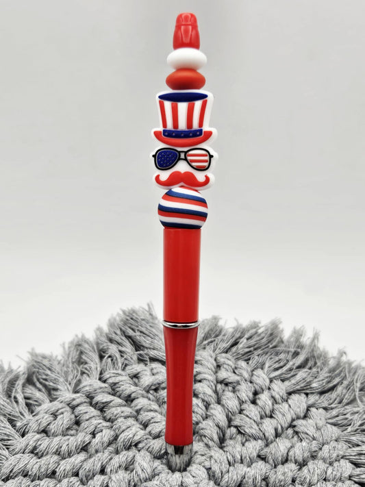 Beaded Pen - RWB Mustache