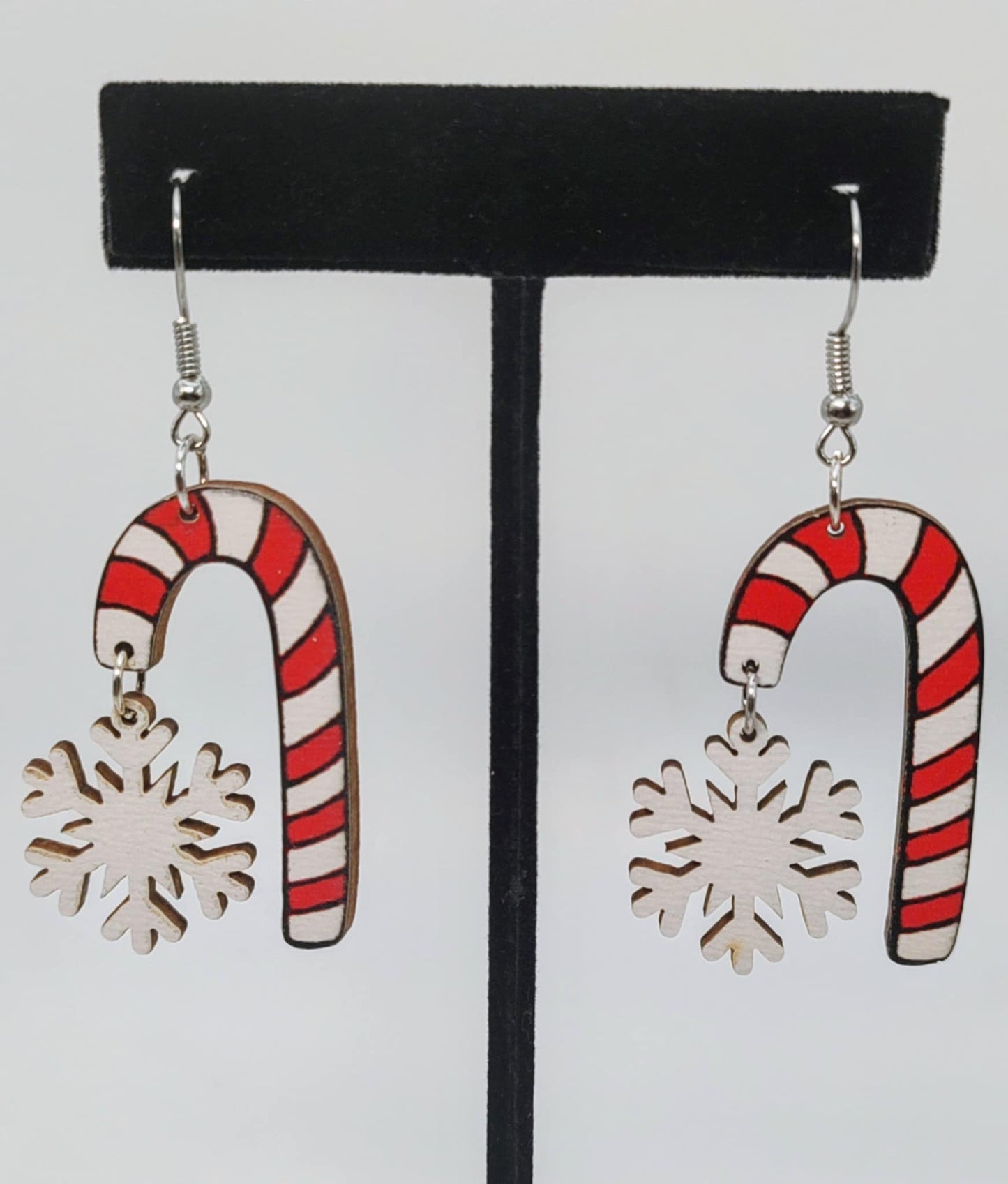 Wooden Candy Cane Earrings