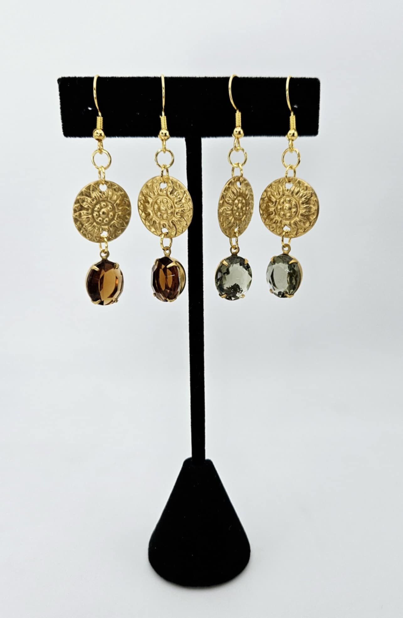 Vintage Sunflower Drop Earrings