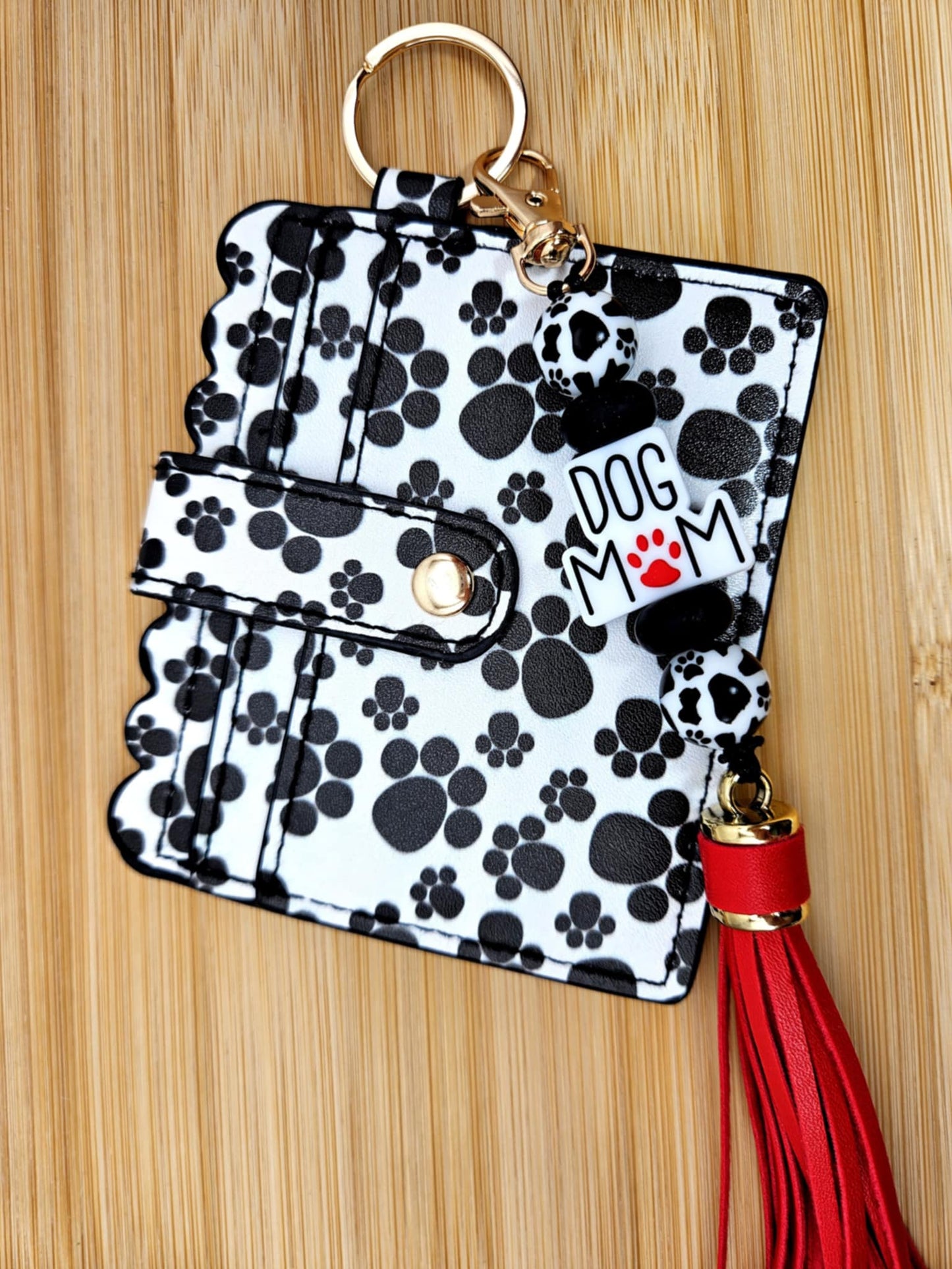 Dog Print Wallet Keychain