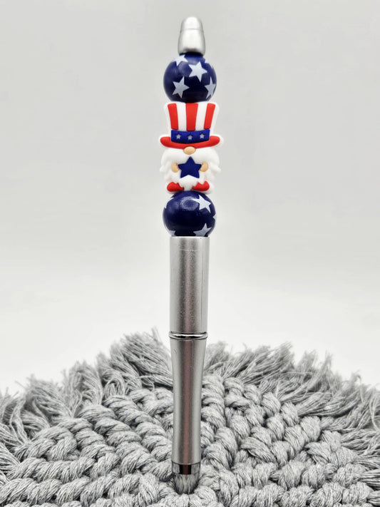 Beaded Pen - RWB Gnome Star
