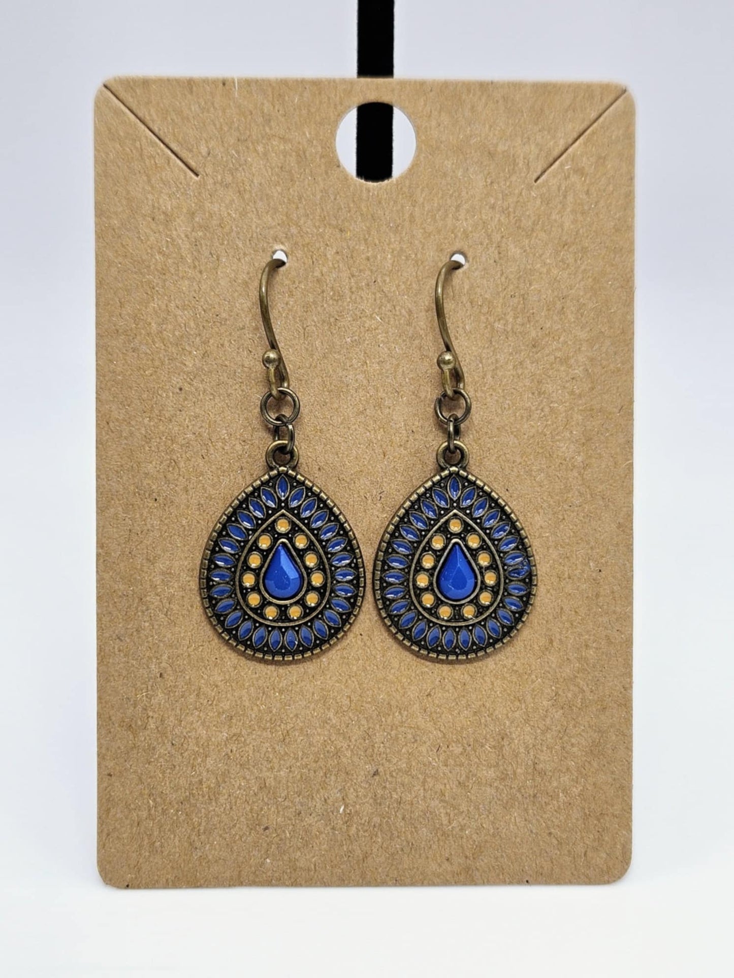 Navy & Mustard Teardrop Earrings