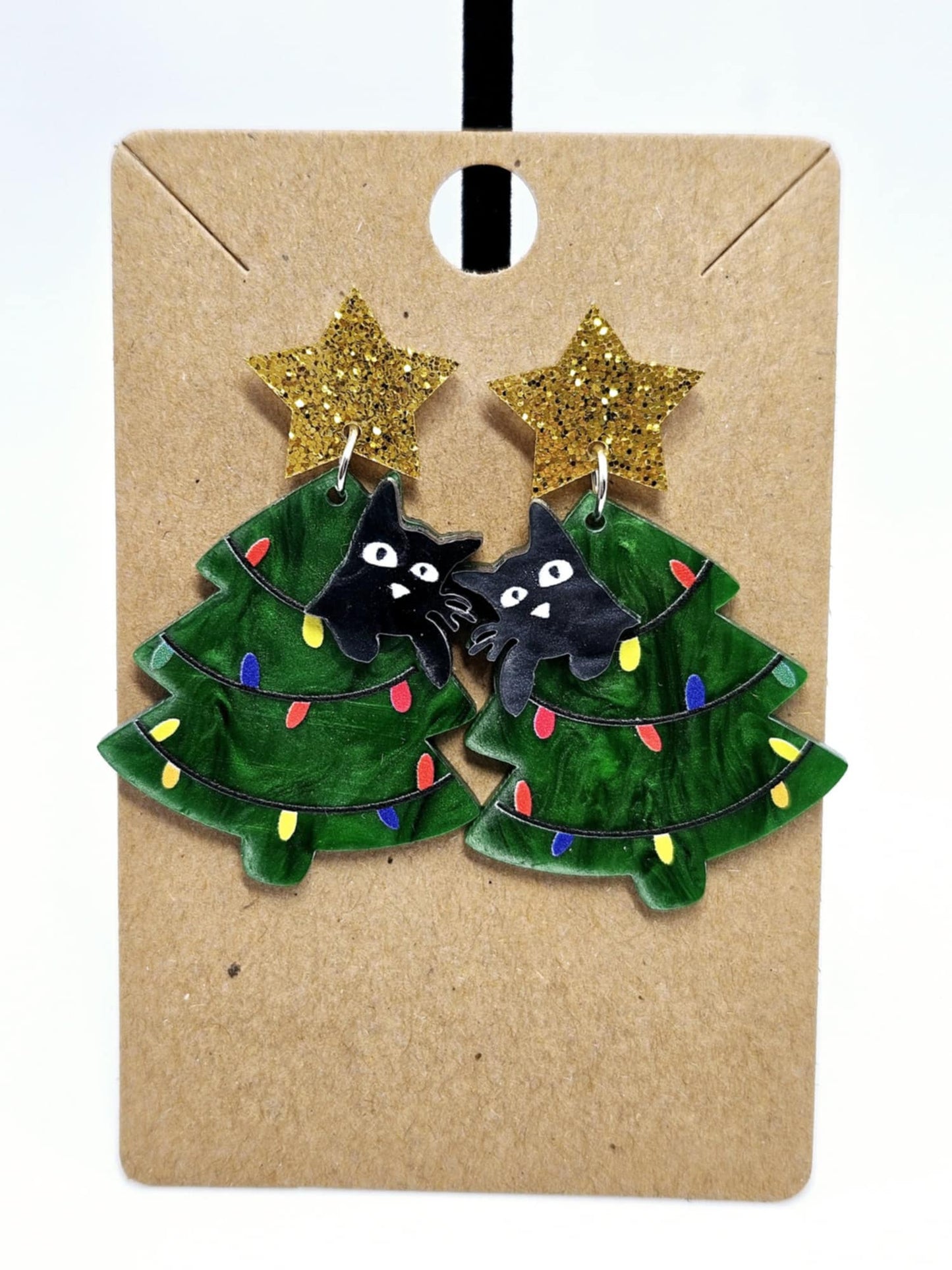 Bad Kitty Christmas Tree Earrings
