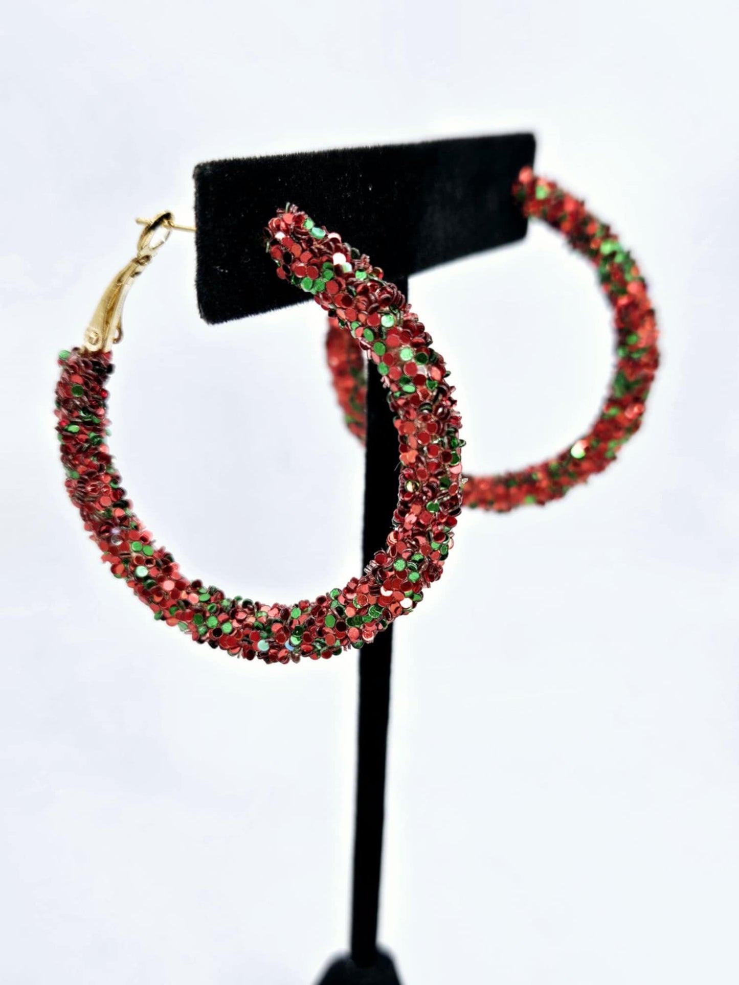 Red & Green Glitter Hoops
