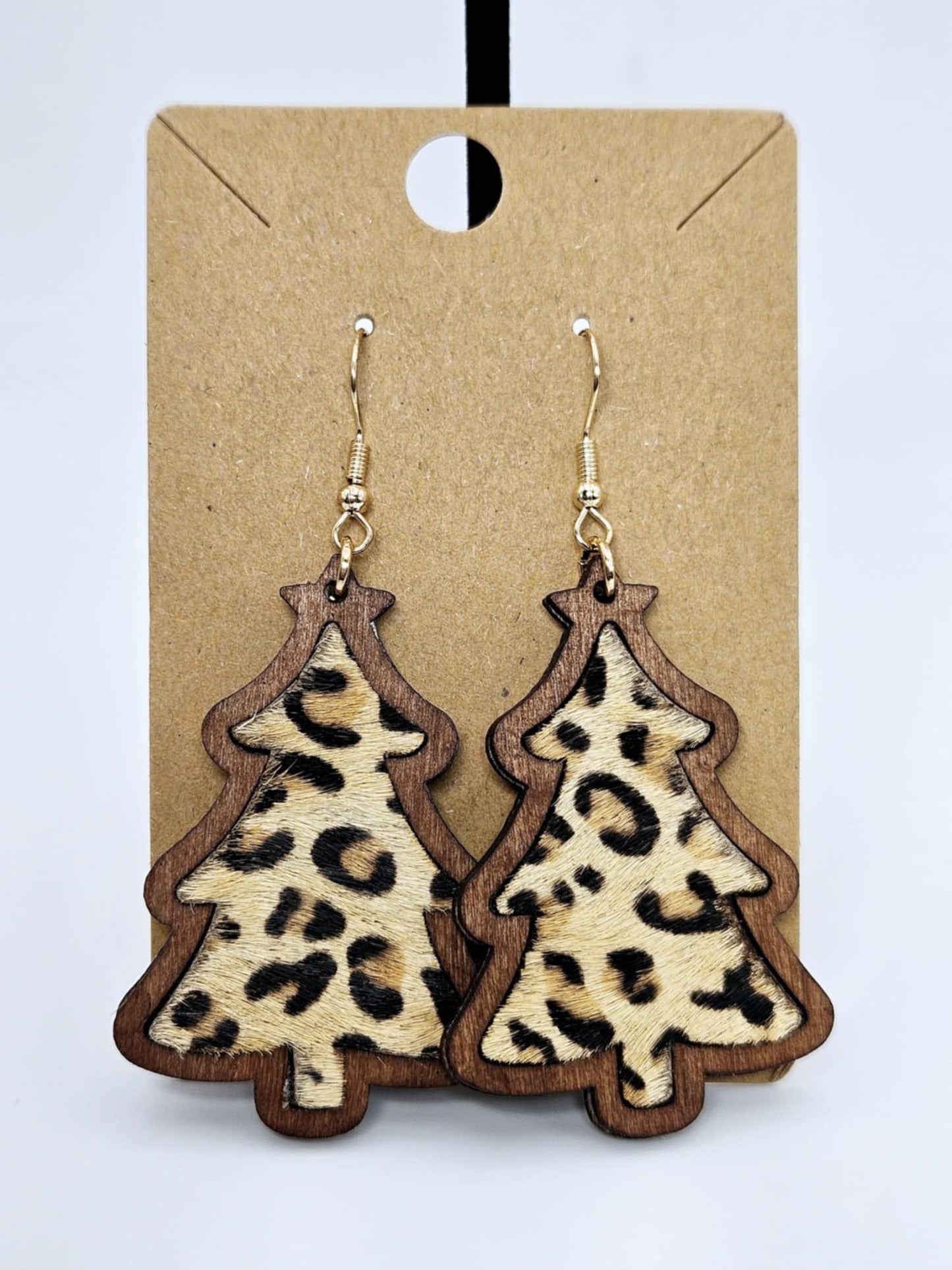 Wooden Christmas Tree Earrings