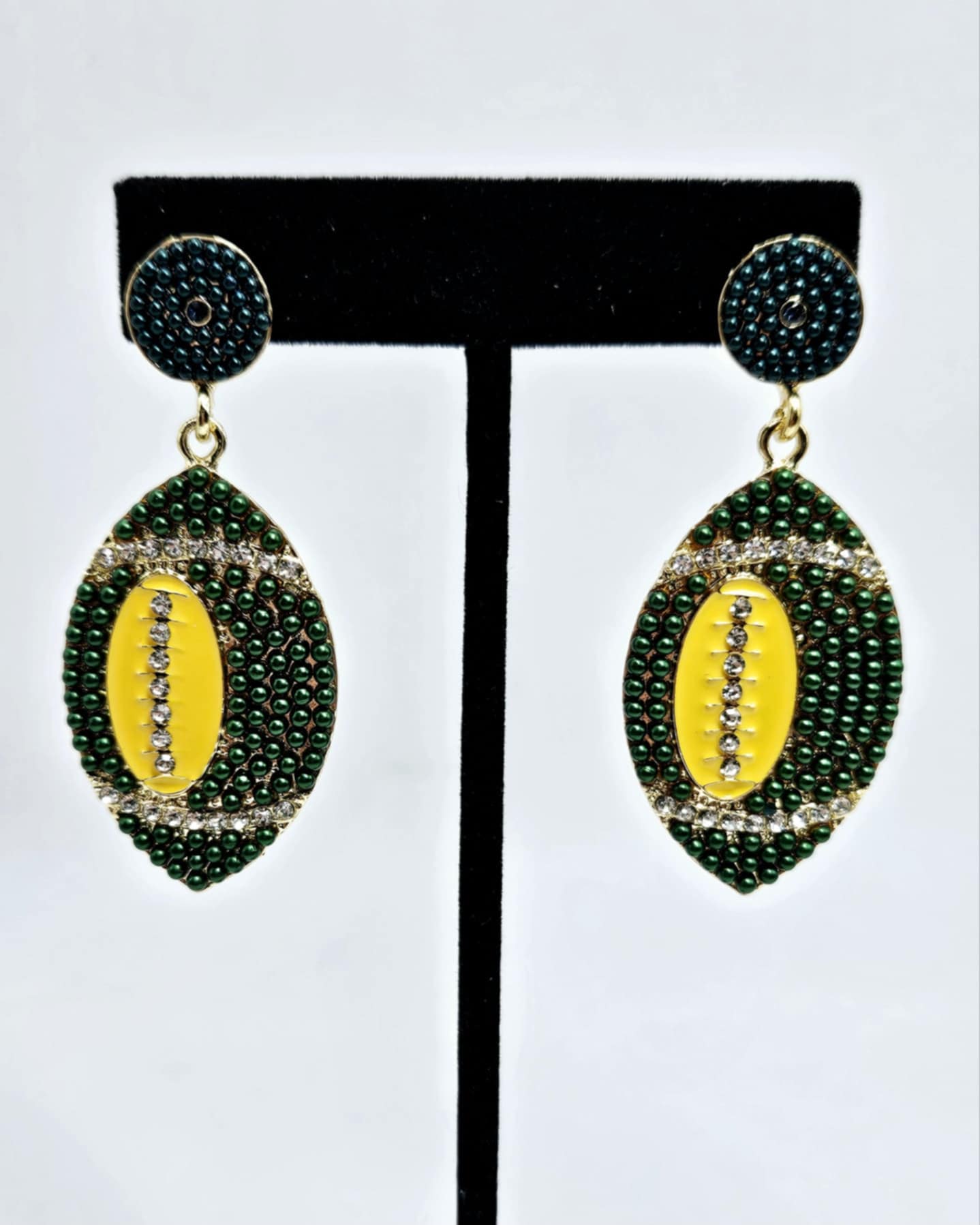 Beaded Football Drop Earrings