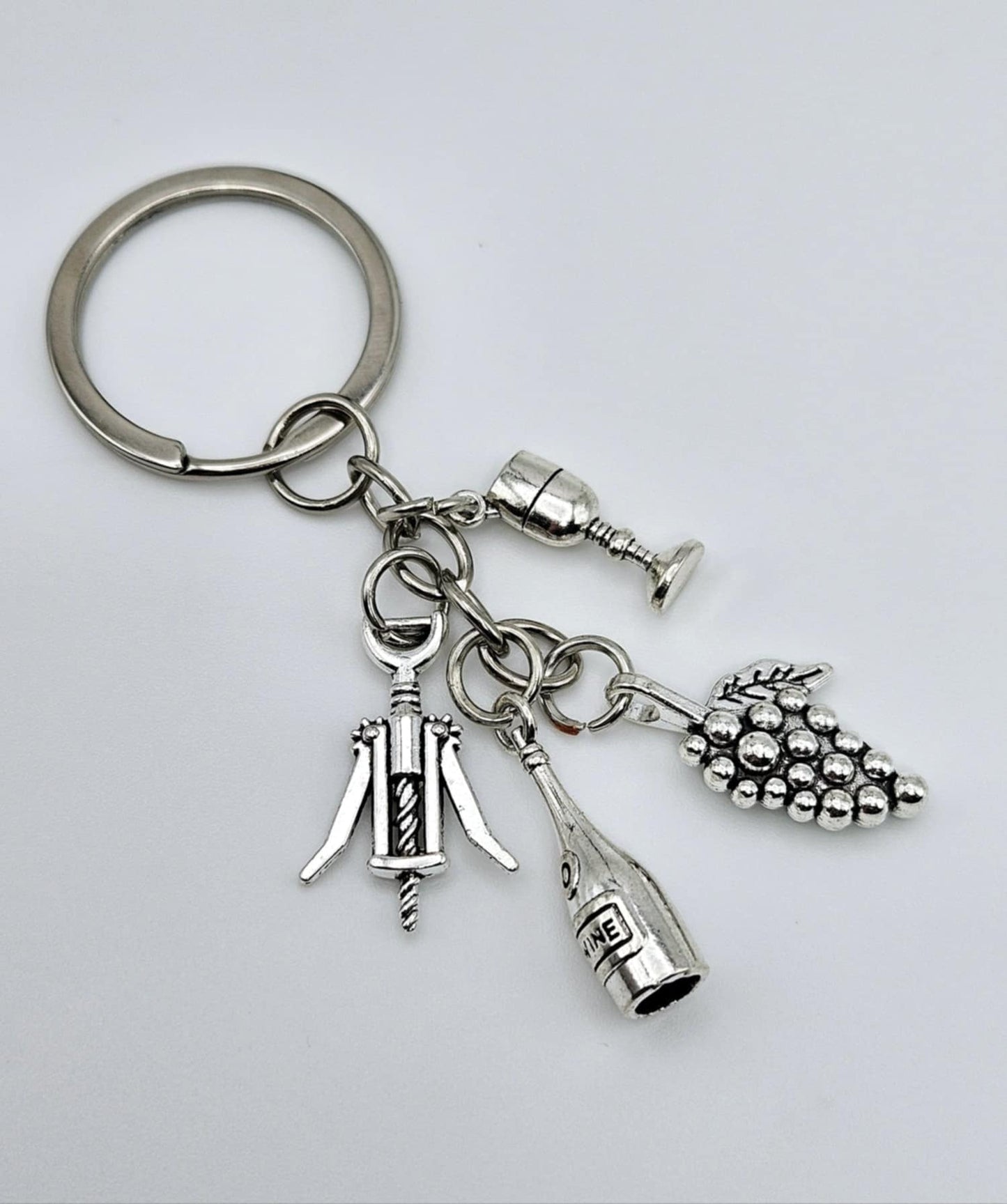 Silver-Tone Wine Keychain