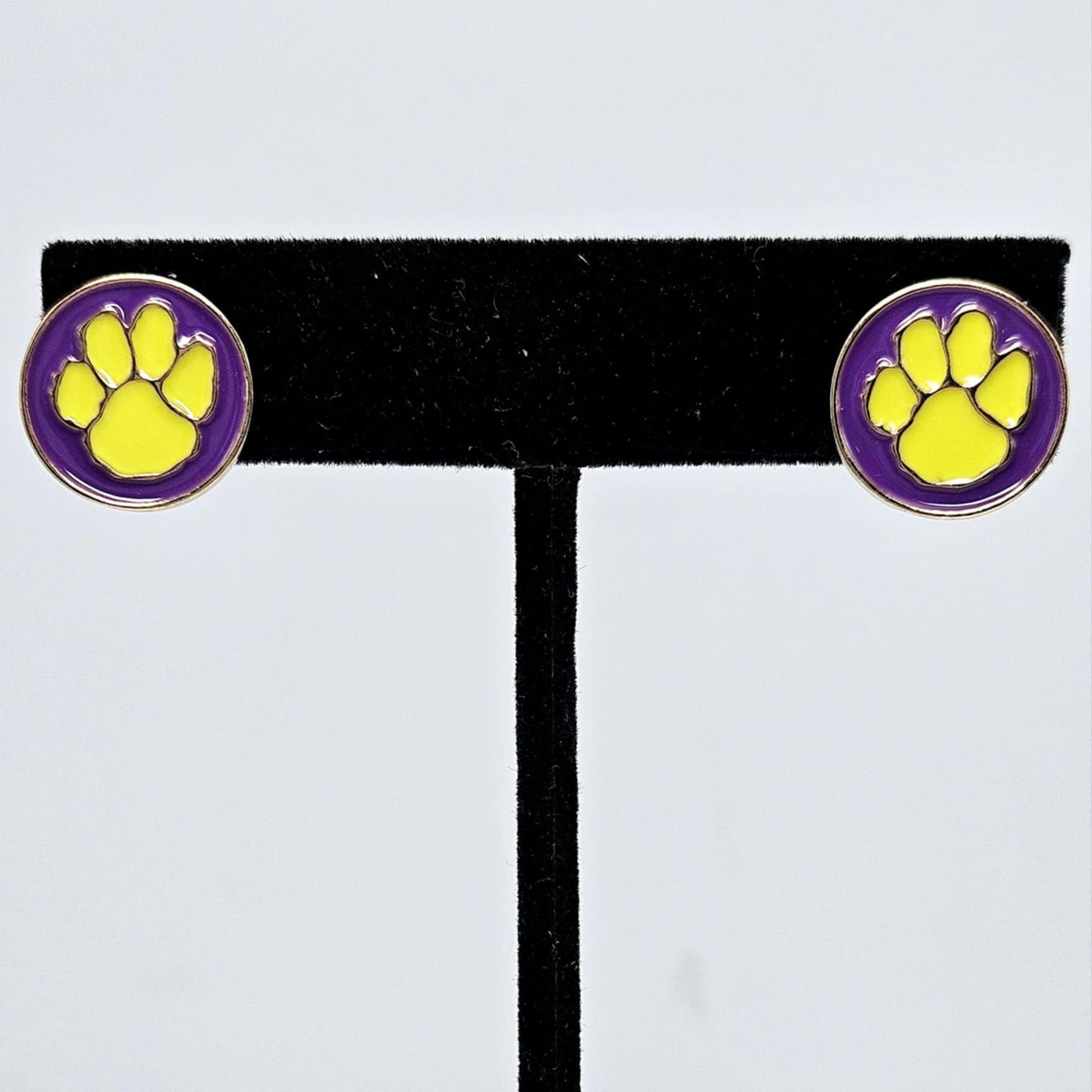 Purple & Yellow Paw Studs