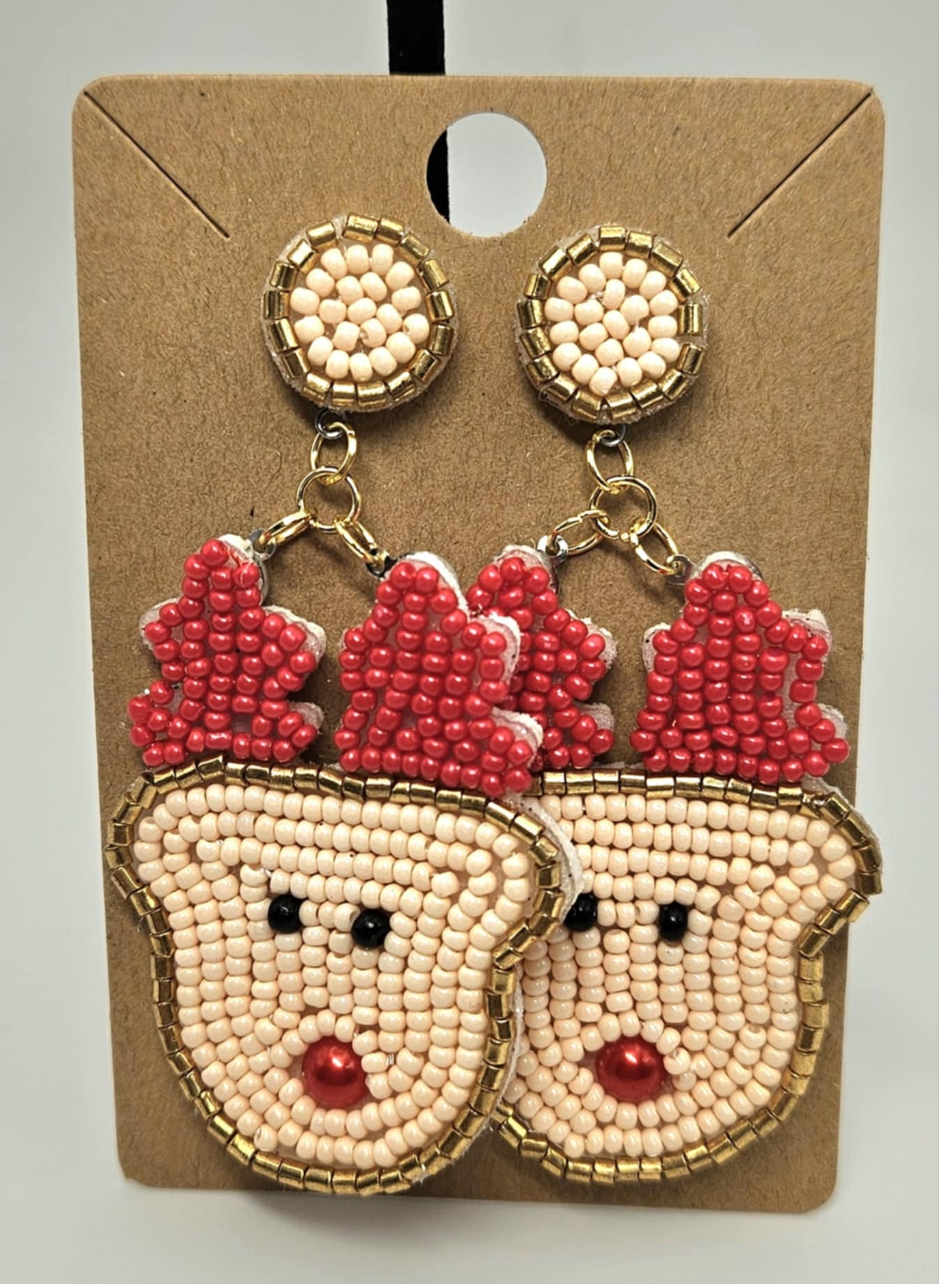 Reindeer Seed Bead Earrings
