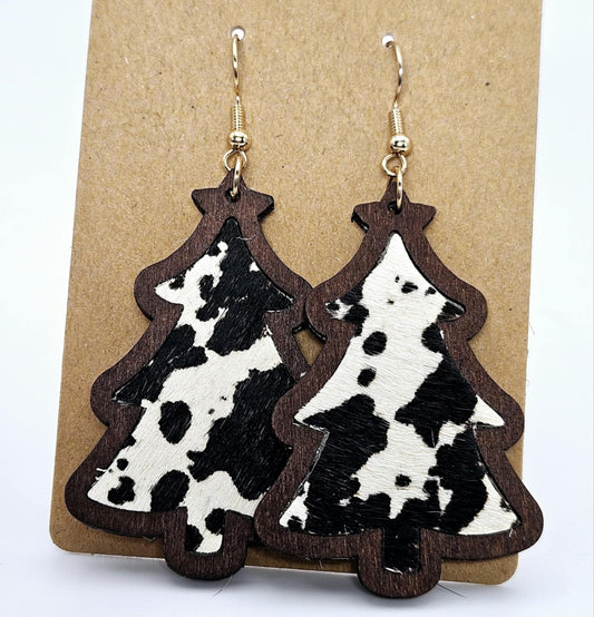 Wooden Christmas Tree Earrings