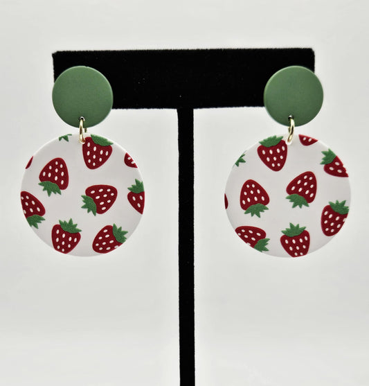 Clay Strawberry Earrings