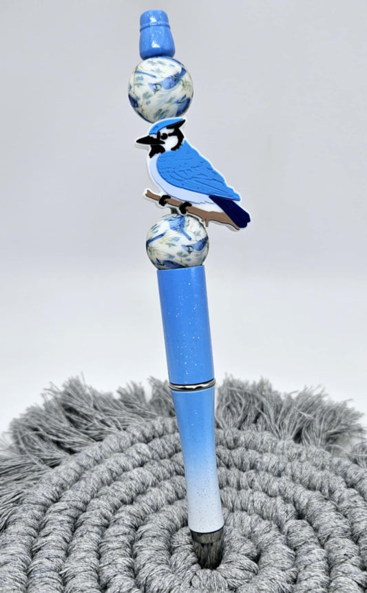 Blue Jay Beaded Pen