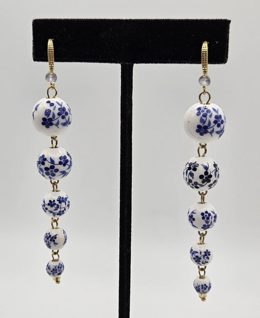 Ceramic 5-Beaded Earrings