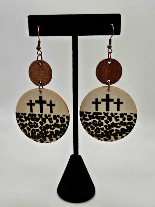 Leopard Cross Earrings