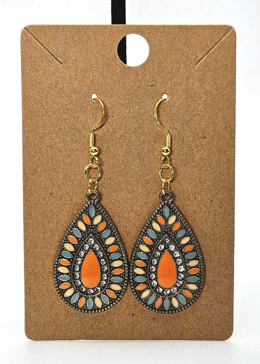 Dark Peach Tear Drop Earrings