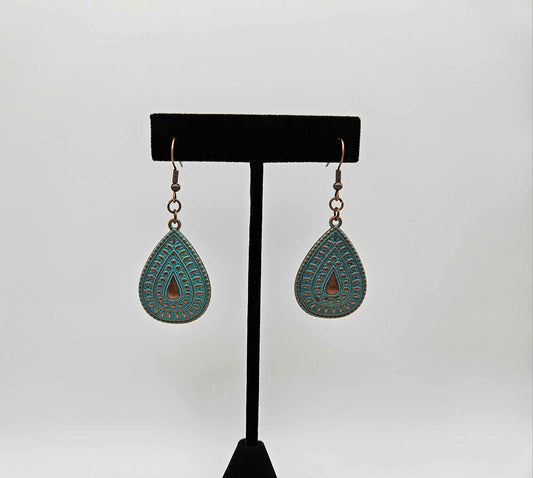 Patina Copper Tear Drop Earrings