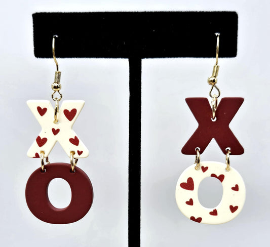 Burgundy XOXO Earrings