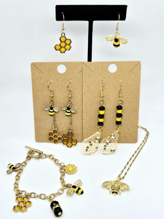 Bee & Honeycomb Earrings