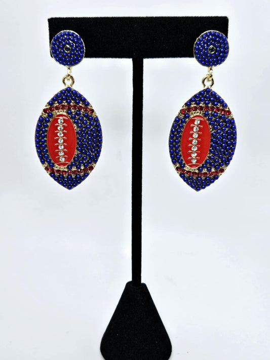 Beaded Football Drop Earrings