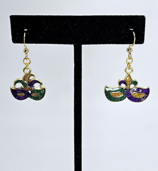 Mardi Gras Drop Oil Earrings