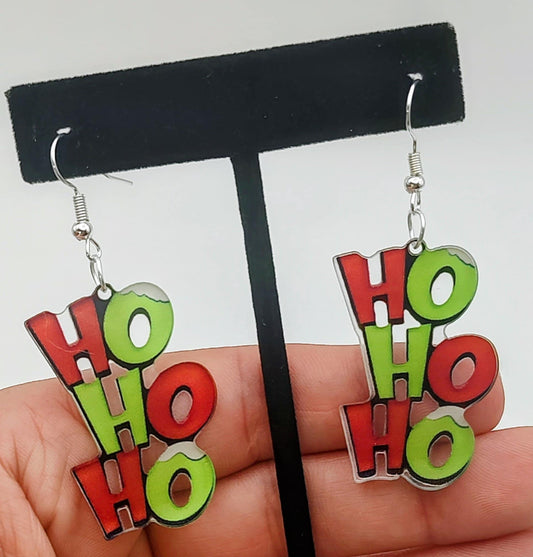 Red & Green "HO HO HO" Earrings