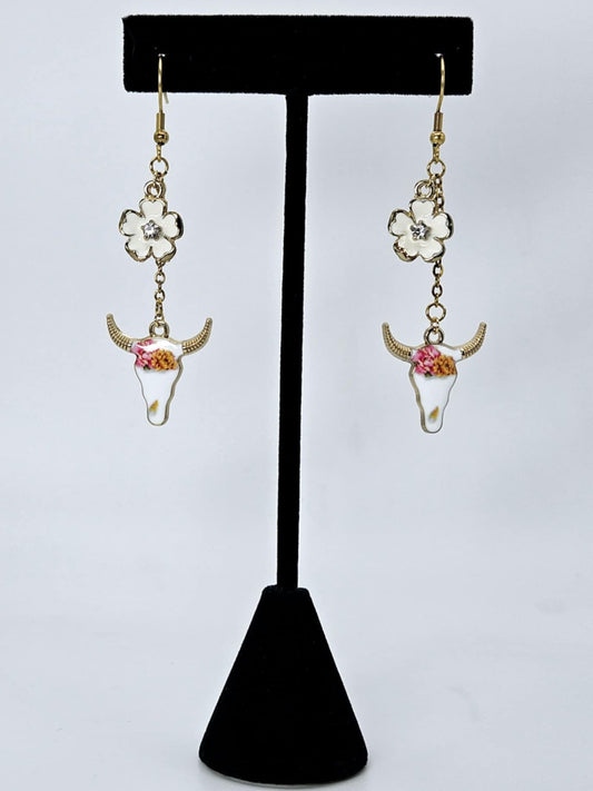 Floral Cattle Chain Earrings