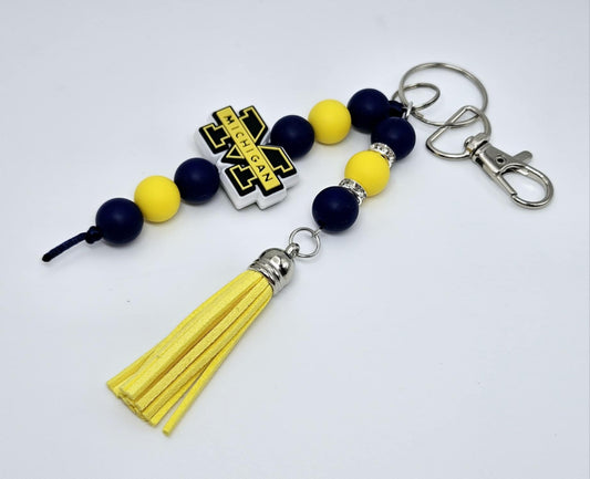 Blinged Michigan Football Keychain w/ Tassel