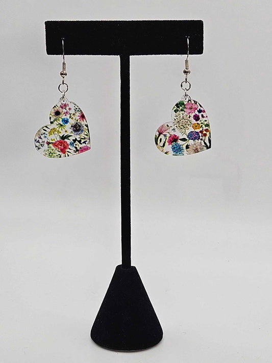Floral Heart Dangle Earrings